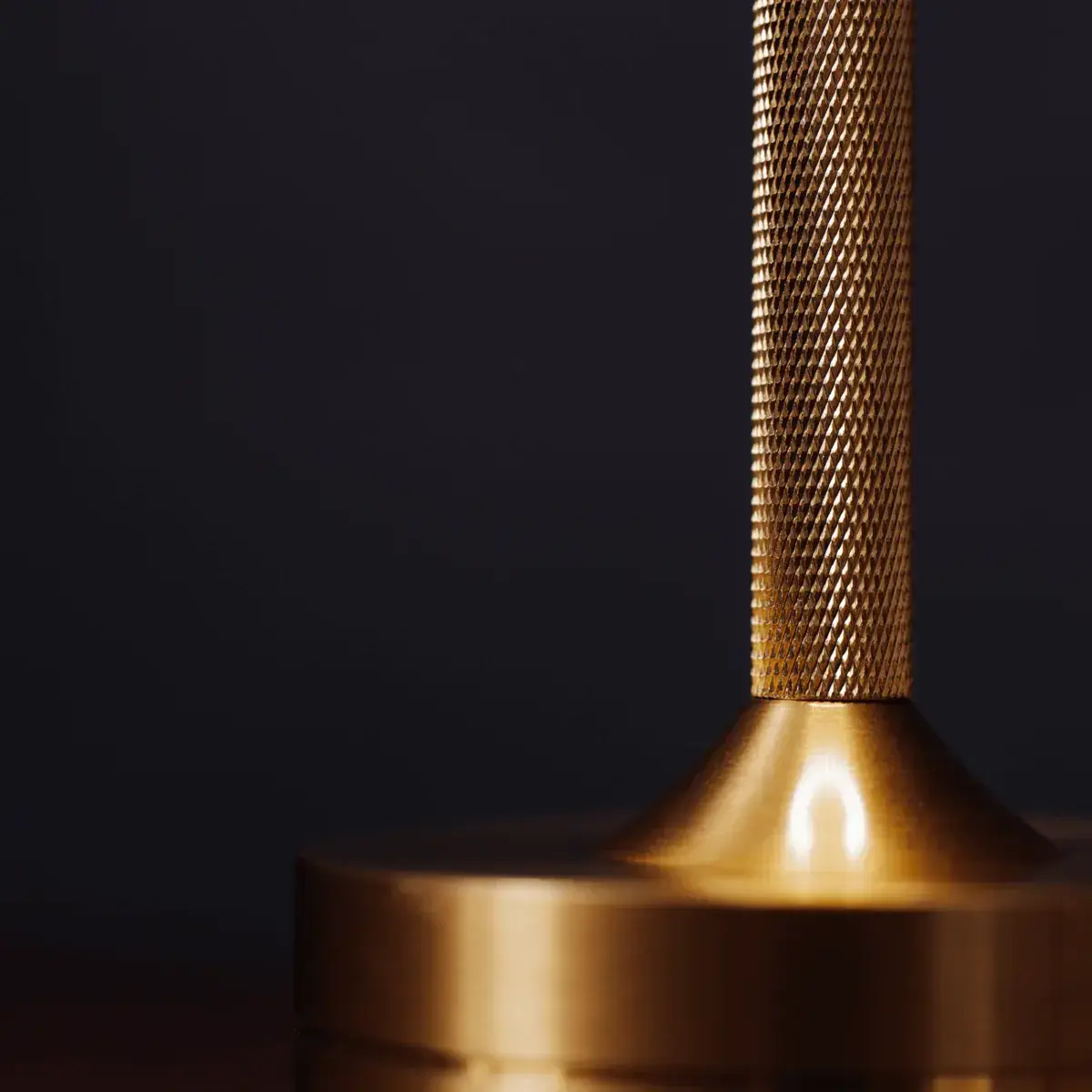 Shelby Studio knurled brass stem detail