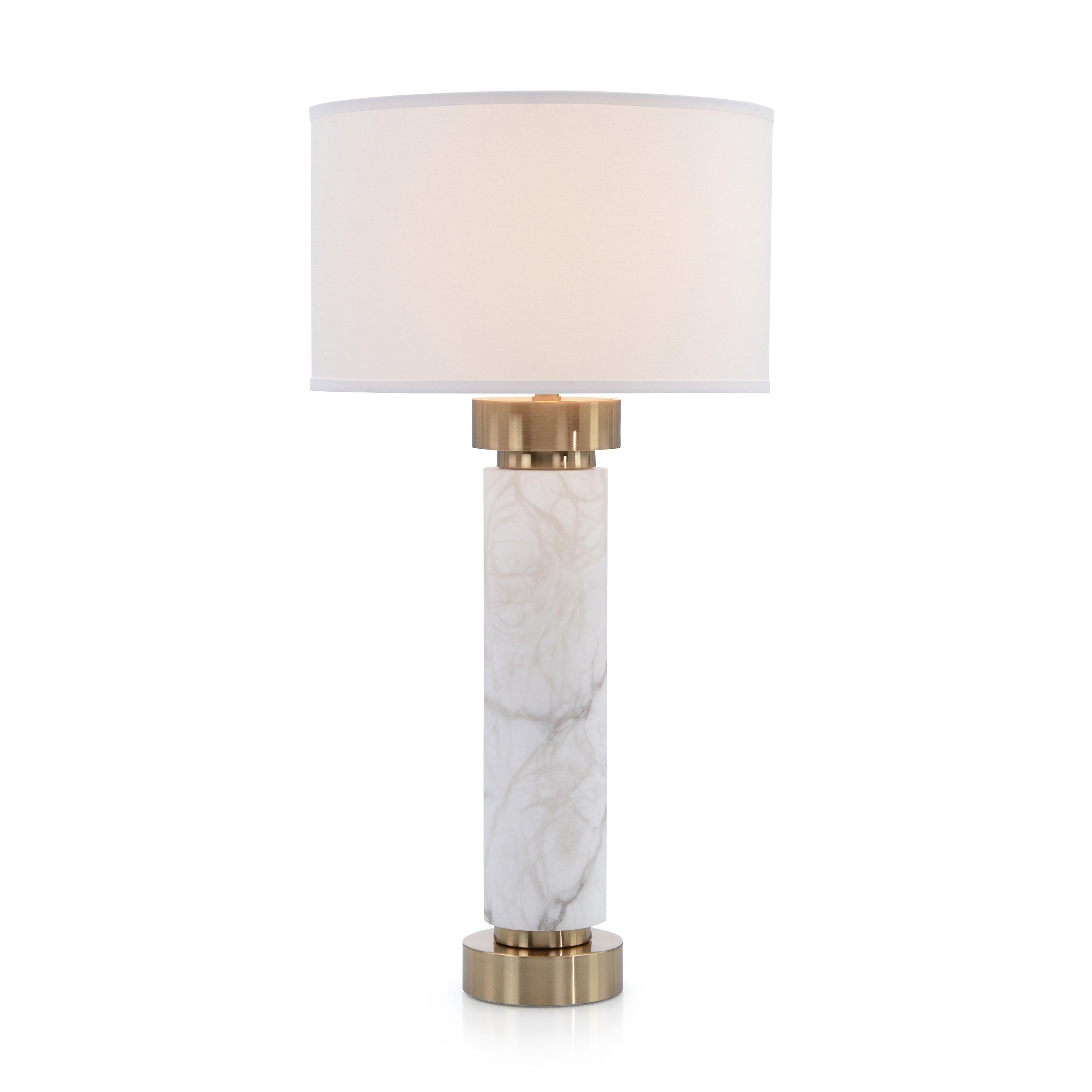 Alabaster and Coffee Bronze Table Lamp