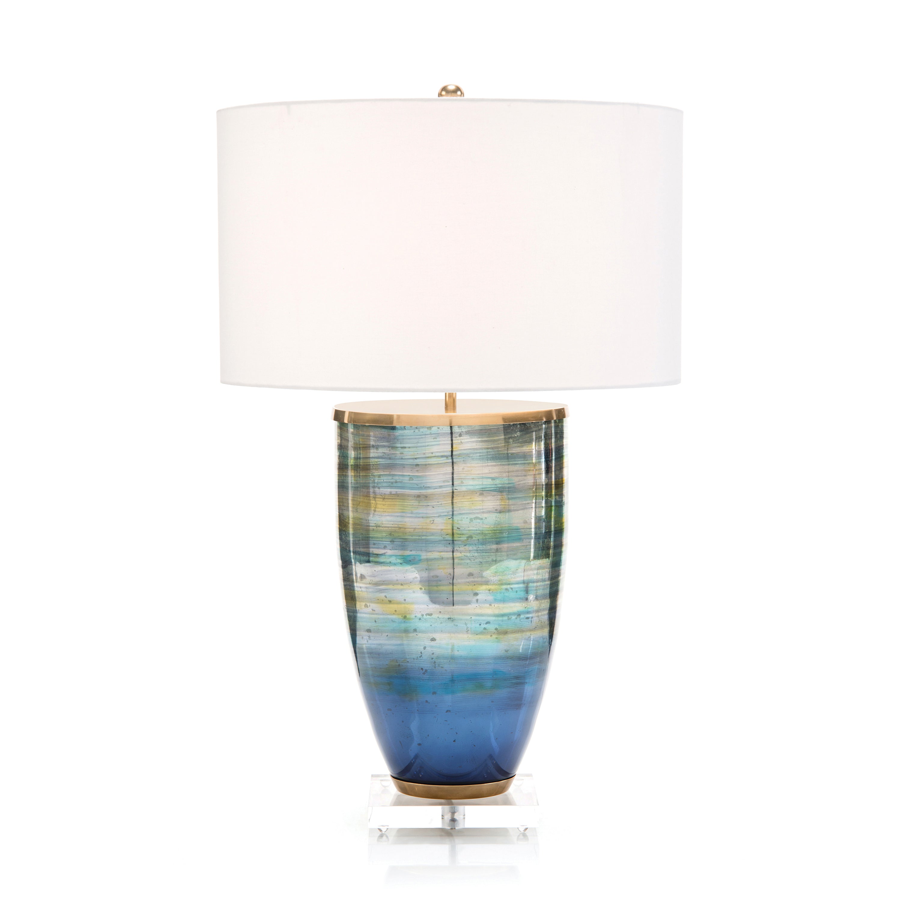 Blue Striated Glass Table Lamp